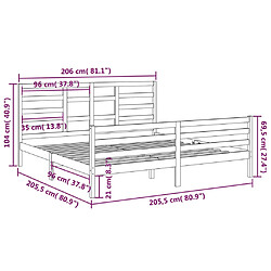 vidaXL Cadre de lit sans matelas marron miel bois massif 200x200 cm pas cher