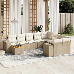 vidaXL Salon de jardin avec coussins 10 pcs beige résine tressée