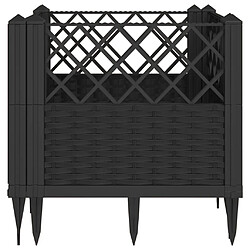 Avis vidaXL Jardinière avec piquets noir 43,5x43,5x43,5 cm PP