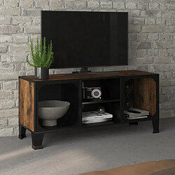 Maison Chic Meuble TV scandinave - Banc TV pour salon Marron rustique 105x36x47 cm Métal et MDF -MN30416