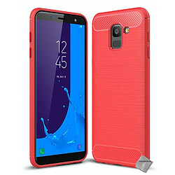 Htdmobiles Coque silicone gel carbone pour Samsung Galaxy J6 (2018) + film ecran - ROUGE