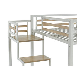 Vente-Unique Lit mezzanine 140 x 200 cm - Métal et MDF - Blanc + Matelas - JOGUI pas cher