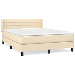 vidaXL Sommier à lattes de lit avec matelas Crème 140x200 cm Tissu