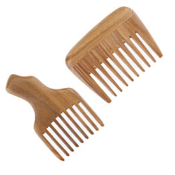 2 Pièces En Bois Naturel Large Peigne à Dents Démêlant Anti-statique Brosse à Cheveux Ensemble Cadeau