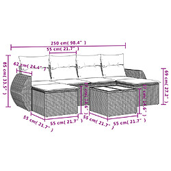 Avis vidaXL Salon de jardin avec coussins 7 pcs gris résine tressée