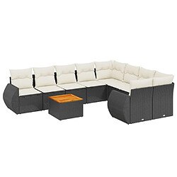 Maison Chic Ensemble Tables et chaises d'extérieur 9 pcs avec coussins,Salon de jardin noir résine tressée -GKD713167