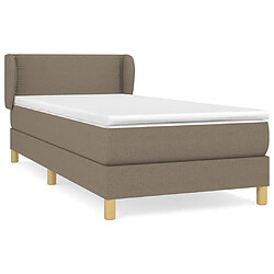 vidaXL Sommier à lattes de lit avec matelas Taupe 100x200 cm Tissu