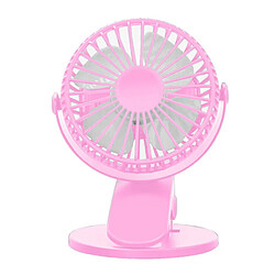 (Rose) Ventilateur de Table à Pince Rechargeable USB Mini Ventilateur de Serrage Rotatif Portable pour Refroidisseur d'Air 360