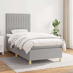 vidaXL Sommier à lattes de lit avec matelas Gris clair 90x200 cm Tissu