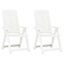 Maison Chic Lot de 2 Chaises inclinables de jardin - Fauteuil d'extérieur Plastique Blanc -MN17119