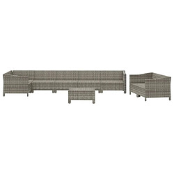 Acheter Maison Chic Salon de jardin 9 pcs + coussins - Mobilier/Meubles de jardin - Table et chaises d'extérieur Gris Résine tressée -MN83579