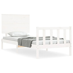 Maison Chic Lit adulte - Cadre Structure de lit avec tête de lit Contemporain blanc simple bois massif -MN85510