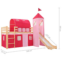 vidaXL Lit mezzanine d'enfants avec toboggan et échelle Pin 208x230 cm pas cher