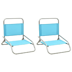 vidaXL Chaises de plage pliables lot de 2 Turquoise Tissu