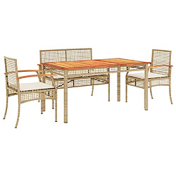 Maison Chic Ensemble à manger d'extérieur 5 pcs avec coussins,Salon de jardin,Mobilier de jardin Beige poly rotin -GKD591880