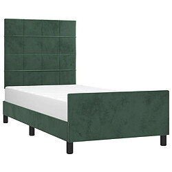 Avis Maison Chic Lit adulte - Cadre Structure de lit avec tête de lit Contemporain Vert foncé 90x190 cm Velours -MN38664