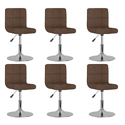 vidaXL Chaises pivotantes à manger lot de 6 marron tissu