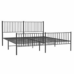 Acheter Maison Chic Lit adulte - Lit simple Cadre de lit métal avec tête de lit/pied de lit,Structure du lit Contemporain pour chambre noir 200x200 cm -MN82039