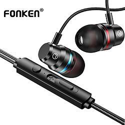 GUPBOO Écouteurs intra-auriculaires FONKEN, filaires, avec microphone, 3,5 mm