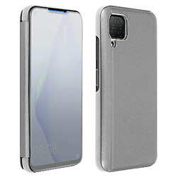 Avizar Housse Huawei P40 Lite Clapet translucide Design Miroir Support Vidéo Argent