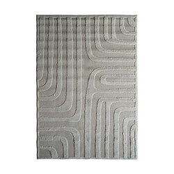 Thedecofactory NEW AGE OPTIQUE - Tapis pour dehors et dedans motif optique en relief crème 160x220 