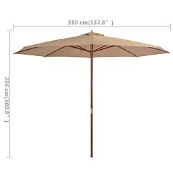 Acheter vidaXL Parasol d'extérieur avec mât en bois 350 cm Taupe