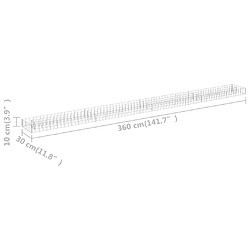 vidaXL Lit surélevé à gabion Acier galvanisé 360x30x10 cm pas cher