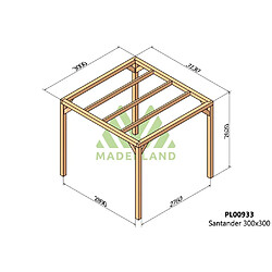 Maderland Pergola en bois lamellé-collé Santander 300 x 300 cm