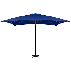 Helloshop26 Parasol déporté et mât en aluminium 250 x 250 cm bleu azuré 02_0008547