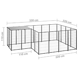 Helloshop26 Chenil extérieur cage enclos parc animaux chien 6,05 m² acier noir 02_0000547 pas cher