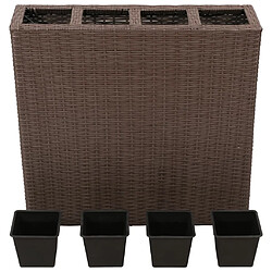 Avis vidaXL Lits surélevés de jardin et 4 pots 2 pcs Résine tressée Marron