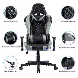 Avis FOXSPORT Fauteuil gamer, chaise gaming inclinable avec accoudoir 2D, hauteur du siège réglable, support lombaire et appui-tête, gris