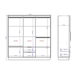 Acheter Vente-Unique Armoire 6 portes et 2 tiroirs - L162 cm - Blanc - FEOVA