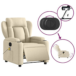 Acheter vidaXL Fauteuil inclinable de massage électrique crème tissu