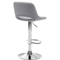 Avis Decoshop26 Tabouret de bar chaise haute x1 avec repose-pieds en PVC gris piètement métallique chromé 10_0004579