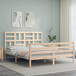 Avis Maison Chic Cadre/structure de lit avec tête de lit pour adulte - Lit Moderne Chambre 160x200 cm bois massif -MN17824