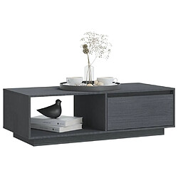 Avis vidaXL Table basse gris 110x50x33,5 cm bois de pin massif