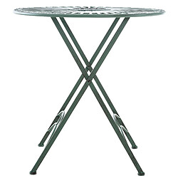 Decoshop26 Table de jardin en métal Ø 71 cm style rustique vert vieilli MDJ10220