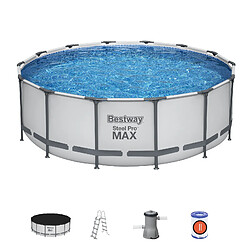 Piscine Tubulaire Ronde Bestway Steel Pro Max 427x122 cm avec Filtre à Cartouche de 3.028 l/h Couverture et Échelle Bleu