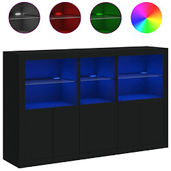 Maison Chic Commode Buffet - Meuble de rangement avec lumières LED noir 162x37x100 cm -GKD95748