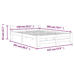 vidaXL Cadre de lit sans matelas marron miel pin massif 140x200 cm pas cher