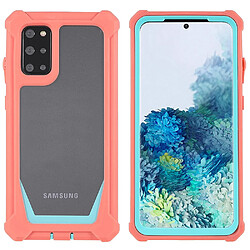 Coque en TPU + acrylique antichoc, détachable 2 en 1 Rose corail/vert bleuté pour votre Samsung Galaxy S20 Plus 4G/5G