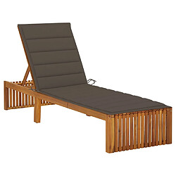 Helloshop26 Transat chaise longue bain de soleil lit de jardin terrasse meuble d'extérieur avec coussin bois d'acacia solide 02_0012343