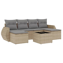 Maison Chic Salon de jardin avec coussins 7 pcs | Ensemble de Table et chaises | Mobilier d'Extérieur beige résine tressée -GKD81479