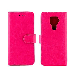 Wewoo Housse Coque Pour Huawei Nova 5i Pro en cuir à rabat horizontal avec texture Crazy Horse porte-cartes et porte-cartesportefeuille et cadre photo Magenta