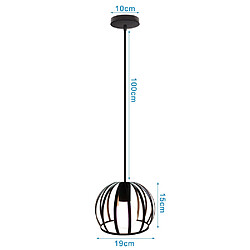 Stoex Suspension Luminaire Vintage Lustre Moderne Plafonnier Rond en Métal Fer Pour Cuisine Ferme Couloir Intérieur Noir pas cher