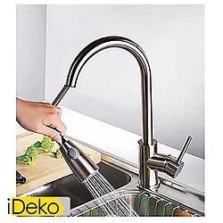 Acheter iDeko® Robinet Mitigeur de cuisine Robinet de cuisine Contemporain Avec spray démontable Laiton Nickel brossé