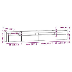 vidaXL Meuble TV avec lumières LED Sonoma gris 270x35x40 cm pas cher