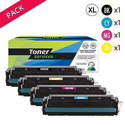 TONER SERVICES Compatible HP 203X Pack de 4 toners Noir, cyan, magenta et jaune XL