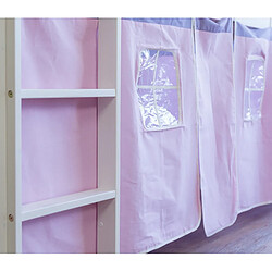 Avis Decoshop26 Lit mezzanine 90x200cm avec échelle toboggan en bois blanc et toile rose incluse LIT06153